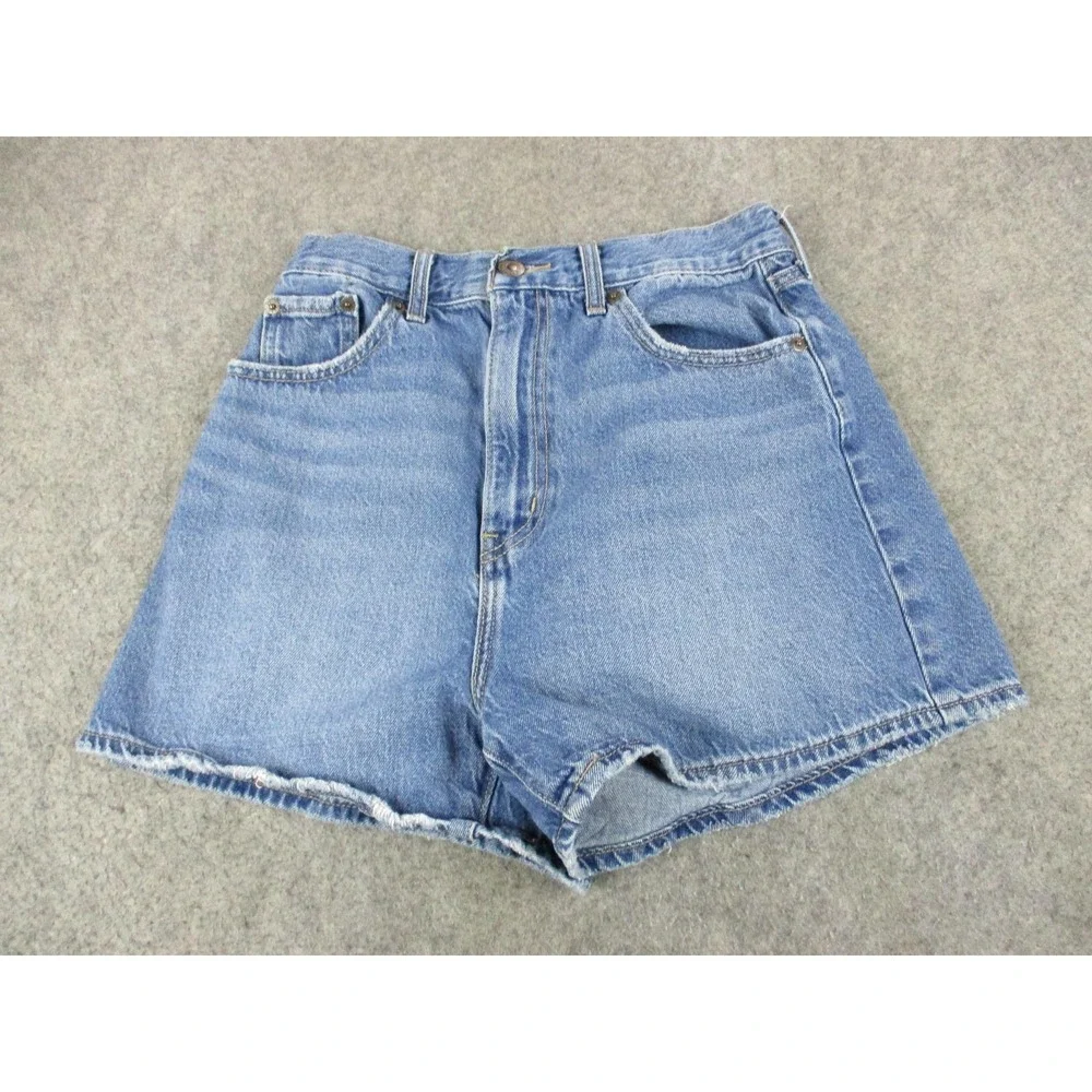 Levis Shorts Womens 26 Blue High Loose Premium Big E Denim Relaxed Medium Wash